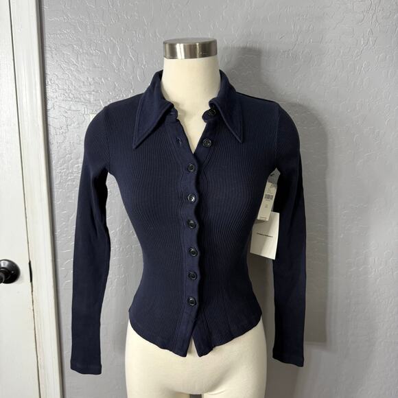 Citizens of Humanity Button Up Gila Polo Top, Blue, XS - Picture 1 of 6